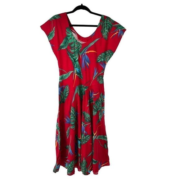 Vintage Banana Bay Red Tropical Leaf Hawaiian Dress‎ - Picture 2 of 9